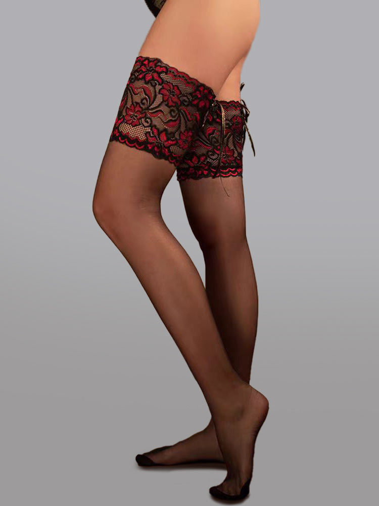 Seductive Lace Binding Stockings With Adjustable Straps Hello.LA.Girl