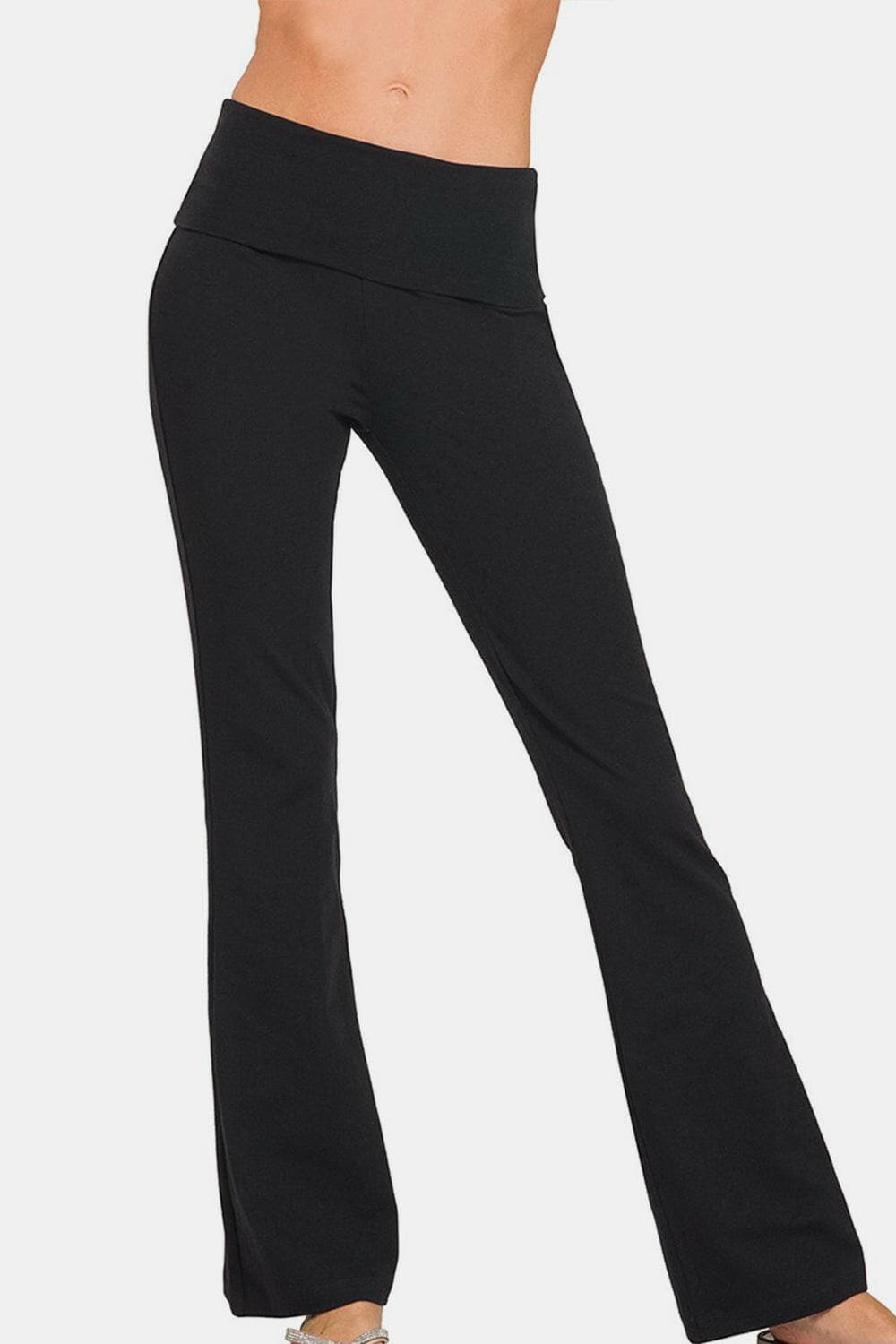 Zenana Full Size High Waist Wide Waistband Bootcut Active Pants.