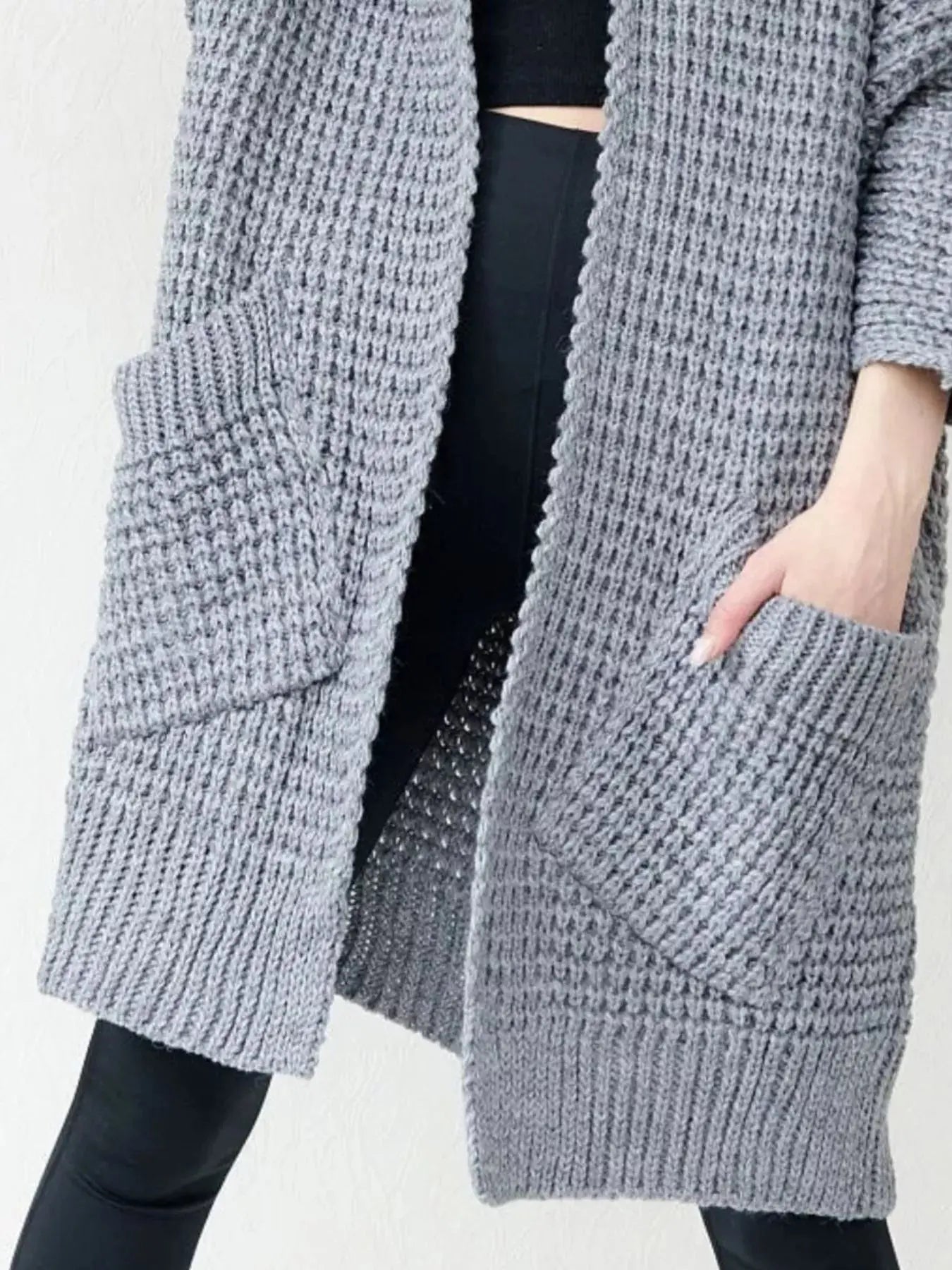 Full Size Chunky Knit Open Front Cardigan Plus Size Simply Love