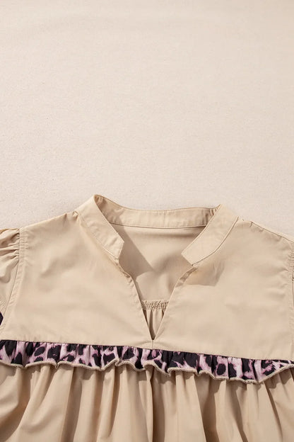 Simply Love Leopard Blouse: Frill Sleeves