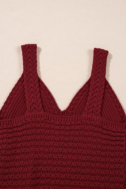Cable Knit Pointelle Slim Fit V Neck Sweater Vest