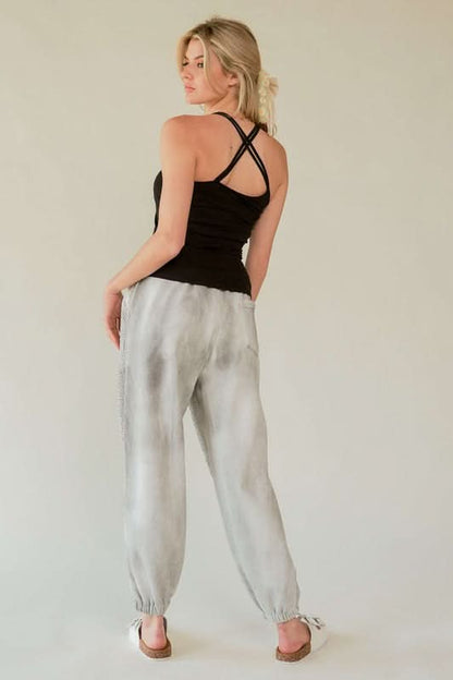 Rhinestone-Embellished Elastic Waist Joggers by Davi & Dani