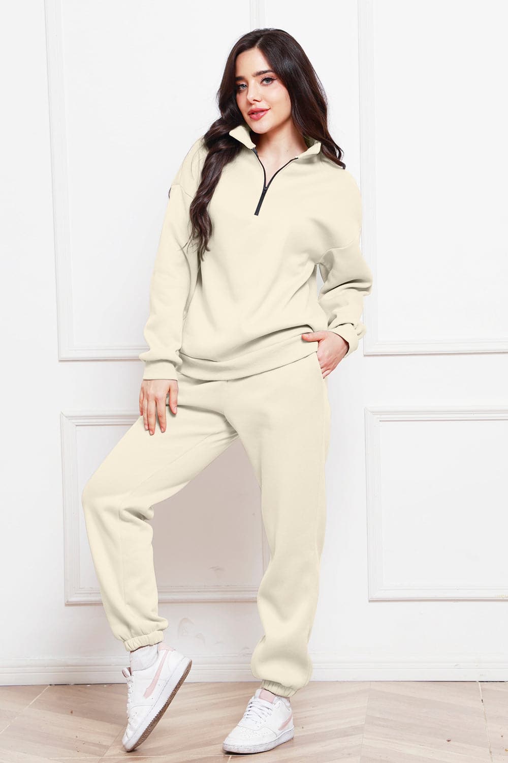 Half Zip Long Sleeve Sweatshirt and Pants Set.