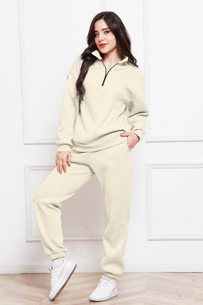 Half Zip Long Sleeve Sweatshirt and Pants Set.