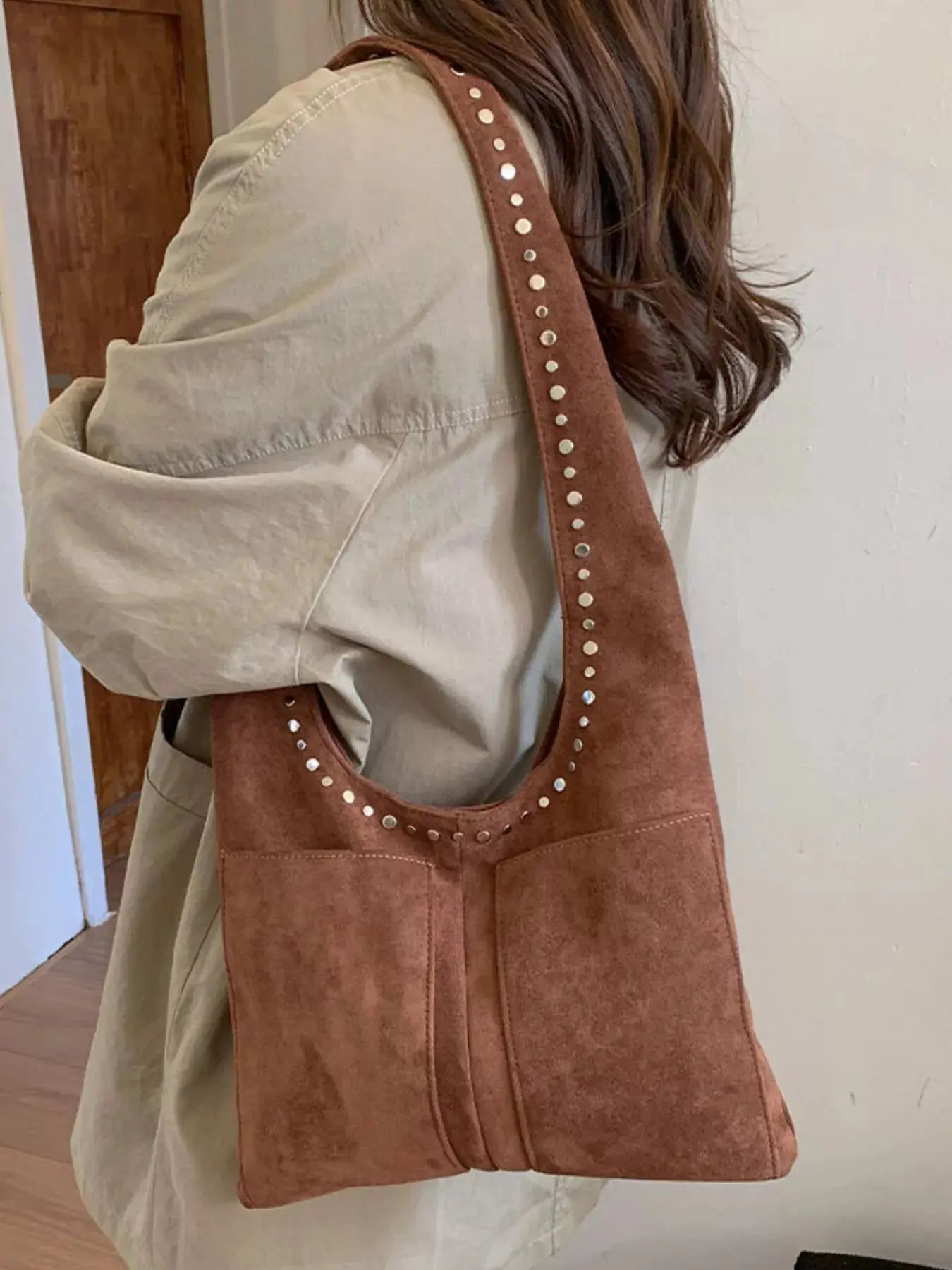 Studded Suede Shoulder Bag Simply Love