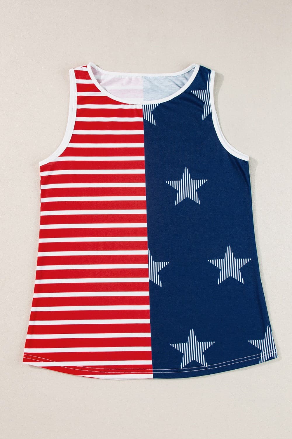 US Flag Round Neck Tank.