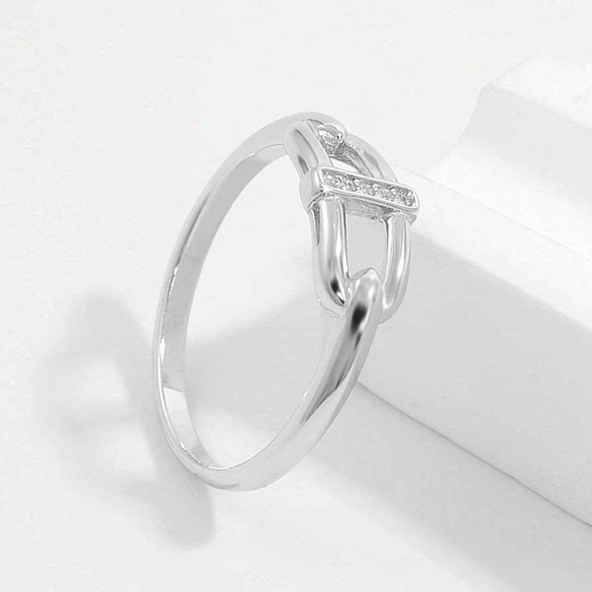 925 Sterling Silver Inlaid Zircon Ring.