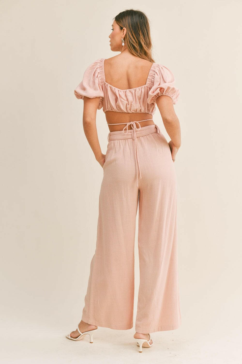 MABLE Cut Out Drawstring Crop Top and Belted Pants SetIndulge in Effortless Style
 Enhance your wardrobe with the MABLE Cut Out Drawstring Crop Top and Belted Pants Set, a charming ensemble that exudes sophistication anLove Salve Drawstring Crop Topjust arrived