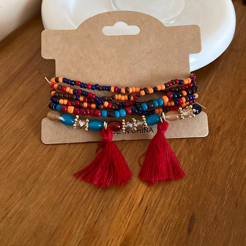 Chic tassel and rice bead bracelet