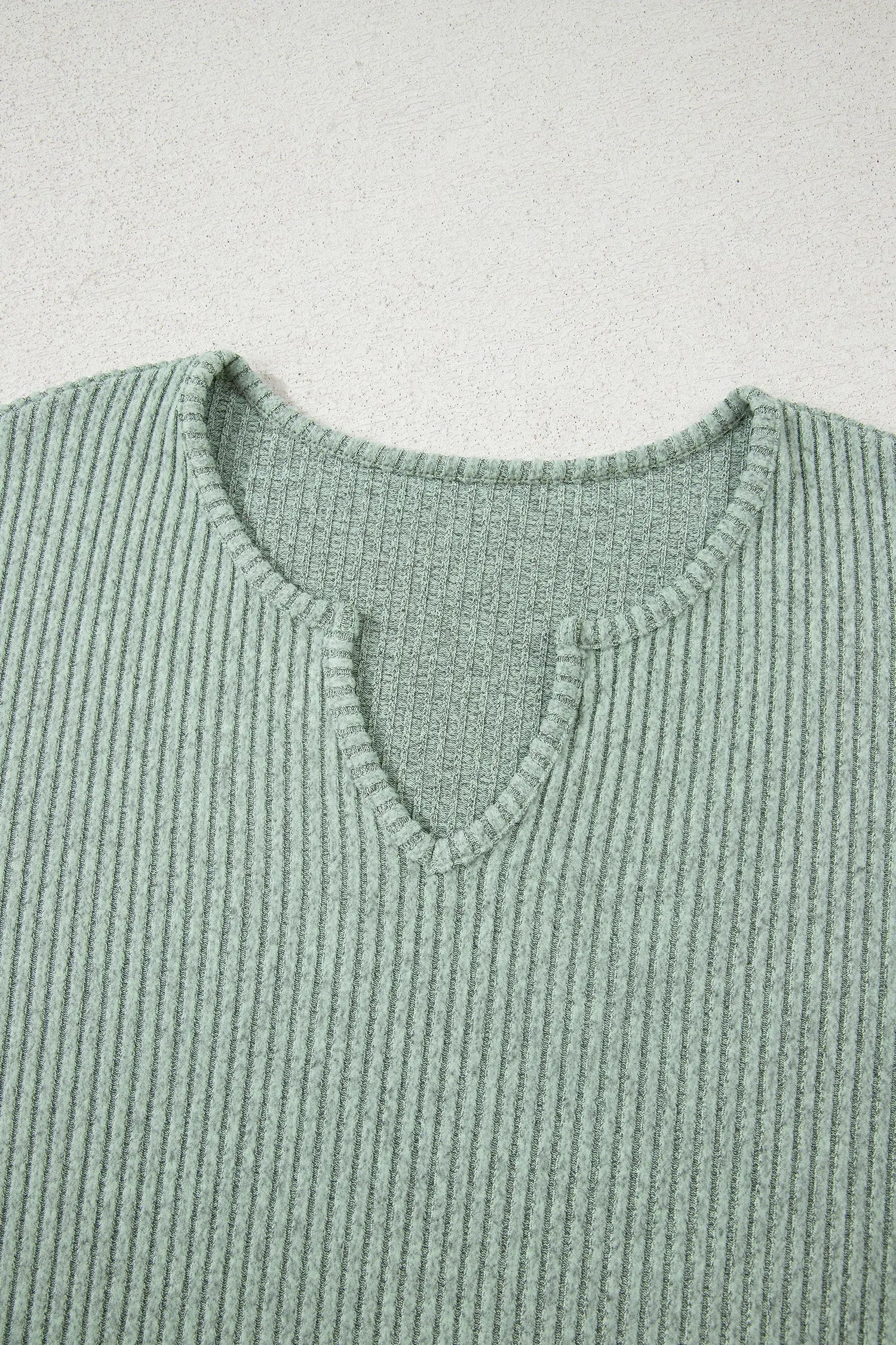 Grass Green Ribbed Notched Neck Knit Long Sleeve Two Piece Lounge Set Leggings Dear-Lover Dropshipping