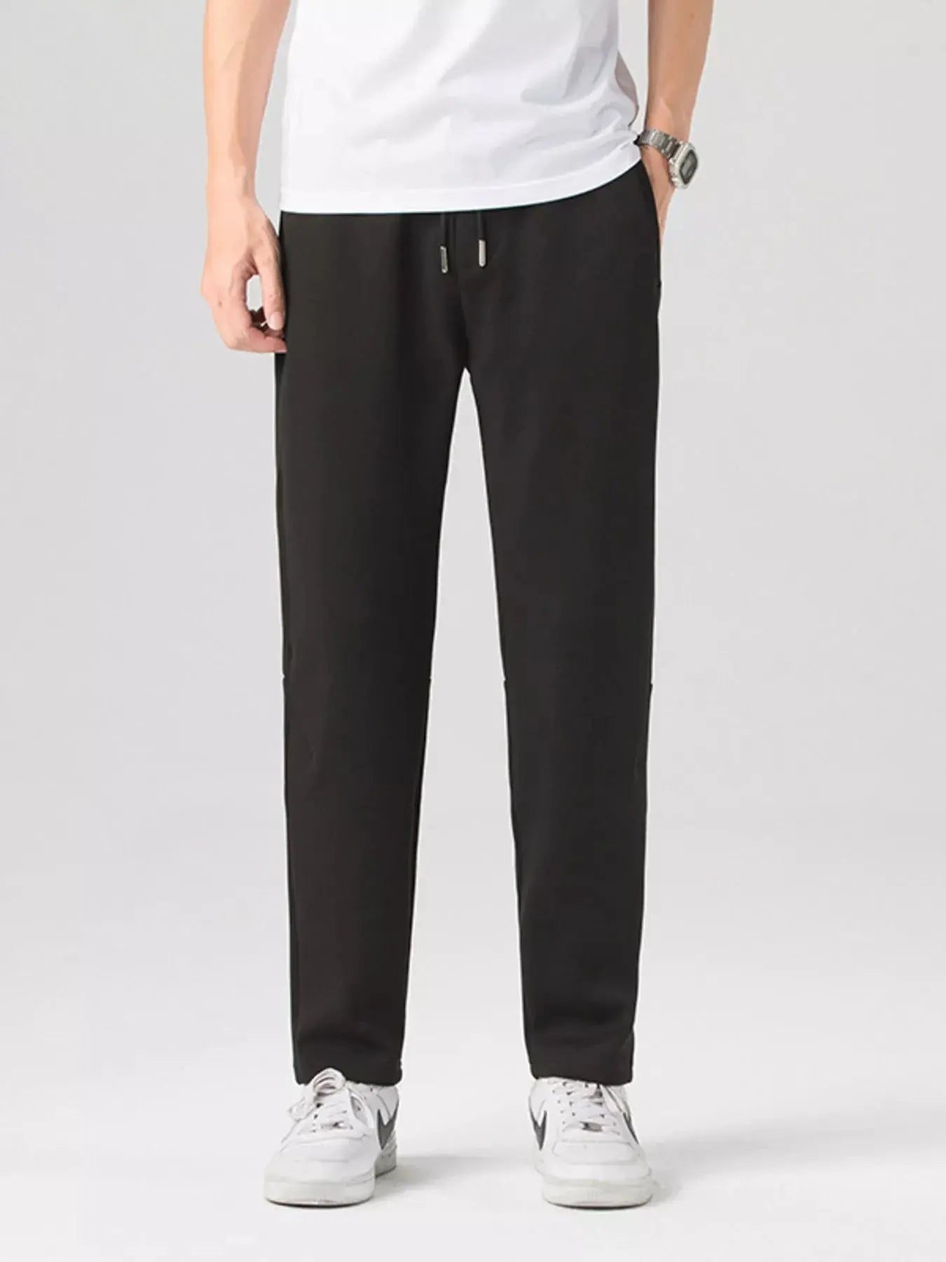 Men's Plus Size Casual Drawstring Straight-Leg Pants Simply Love