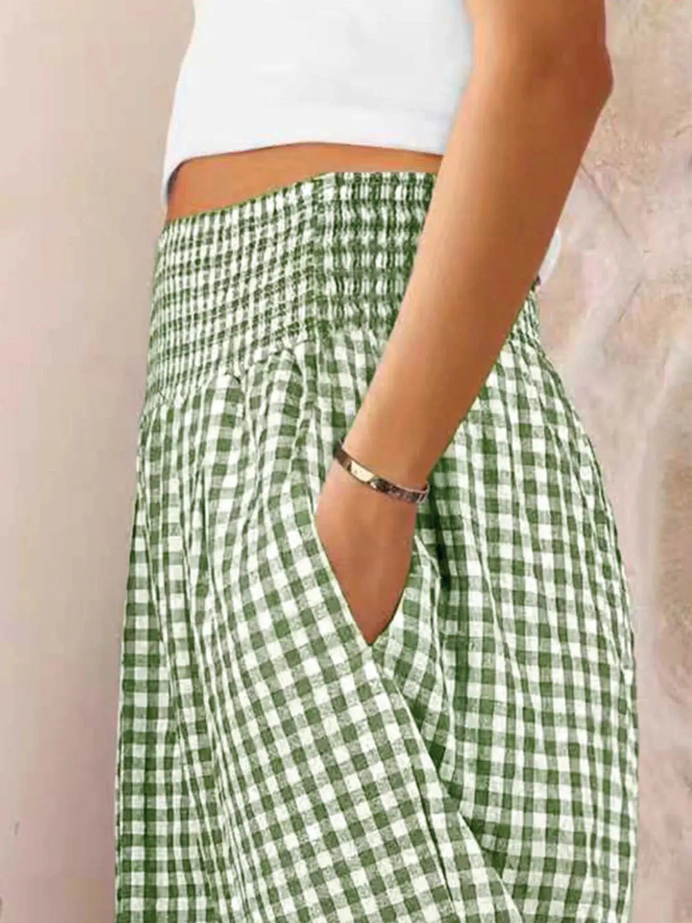 Gingham High-Waisted Wide Leg Pants Simply Love