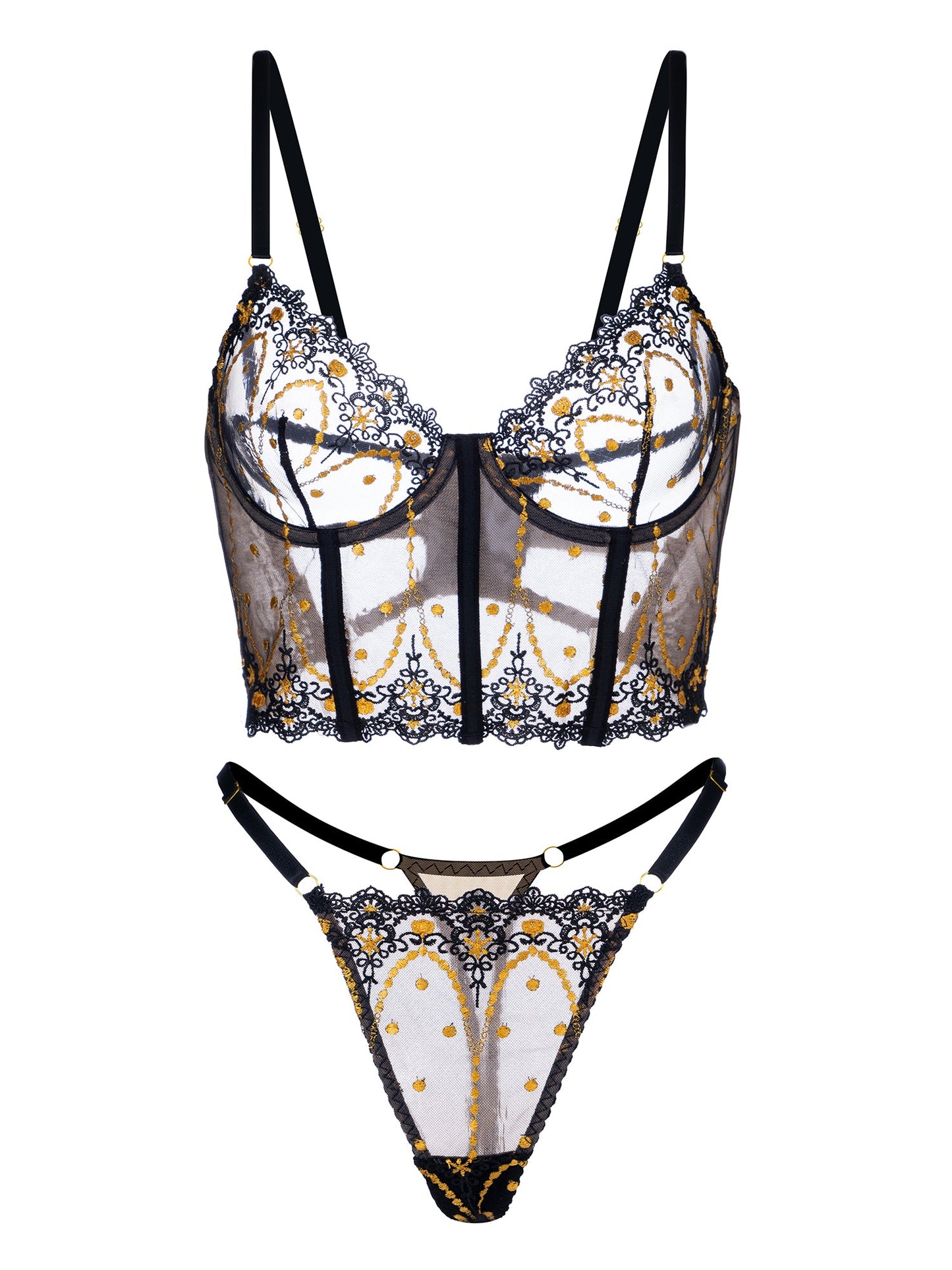 Chic Luxe Noir & Gold Lingerie Set for Elegant Nights