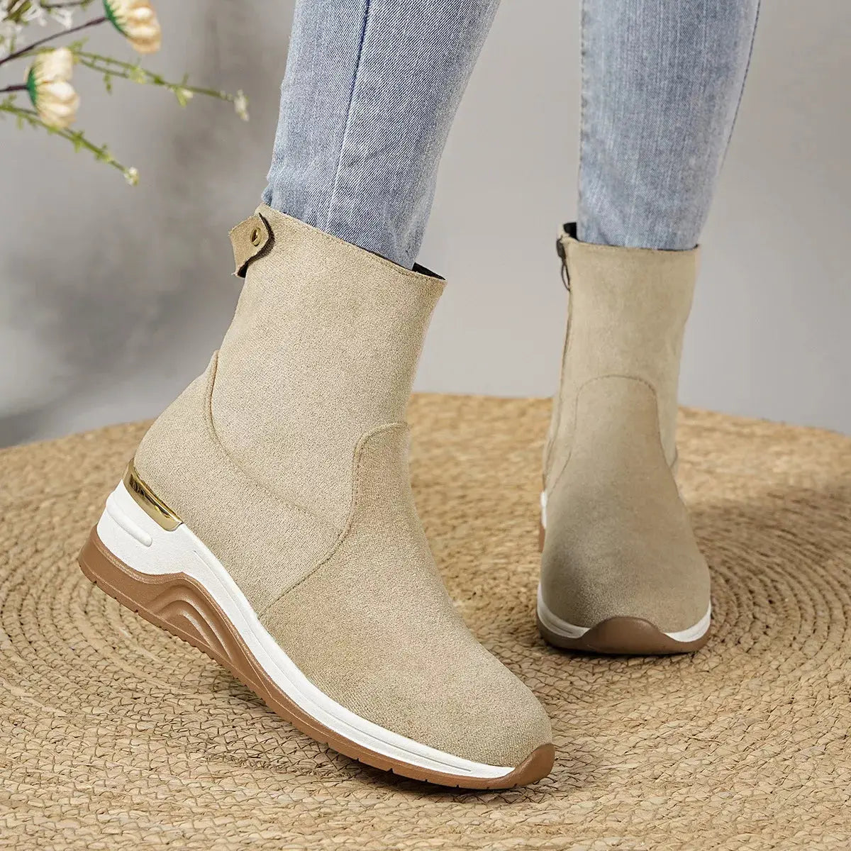 Suede Ankle Boots with Wedge Heel Simply Love