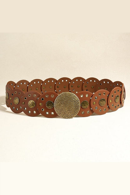 Round Shape PU Leather Belt.