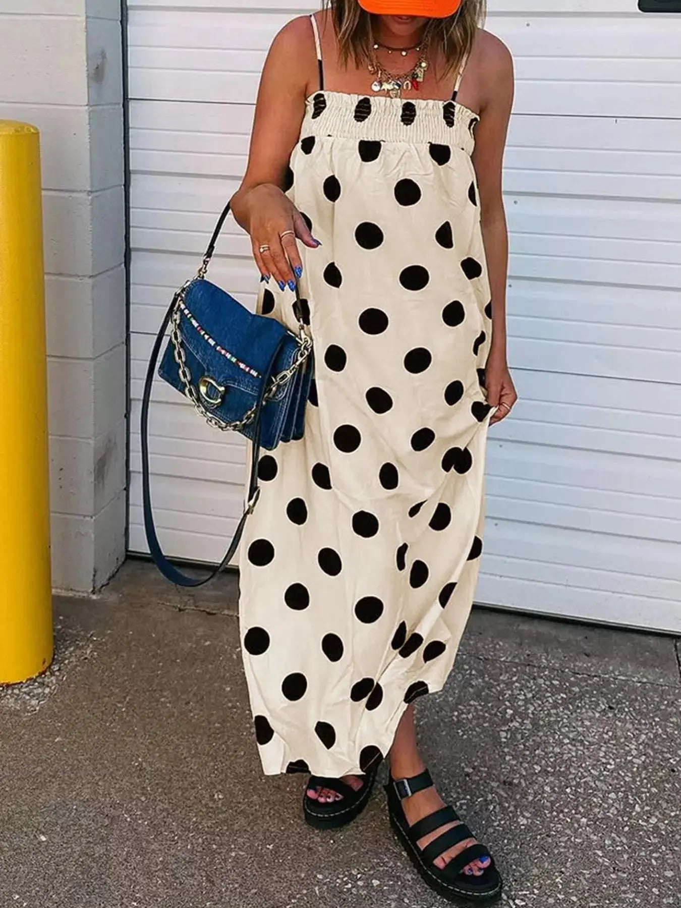 Polka Dot Spaghetti Strap Maxi Dress Simply Love