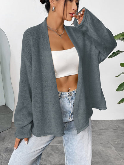 Open Front Dropped Shoulder Cardigan.