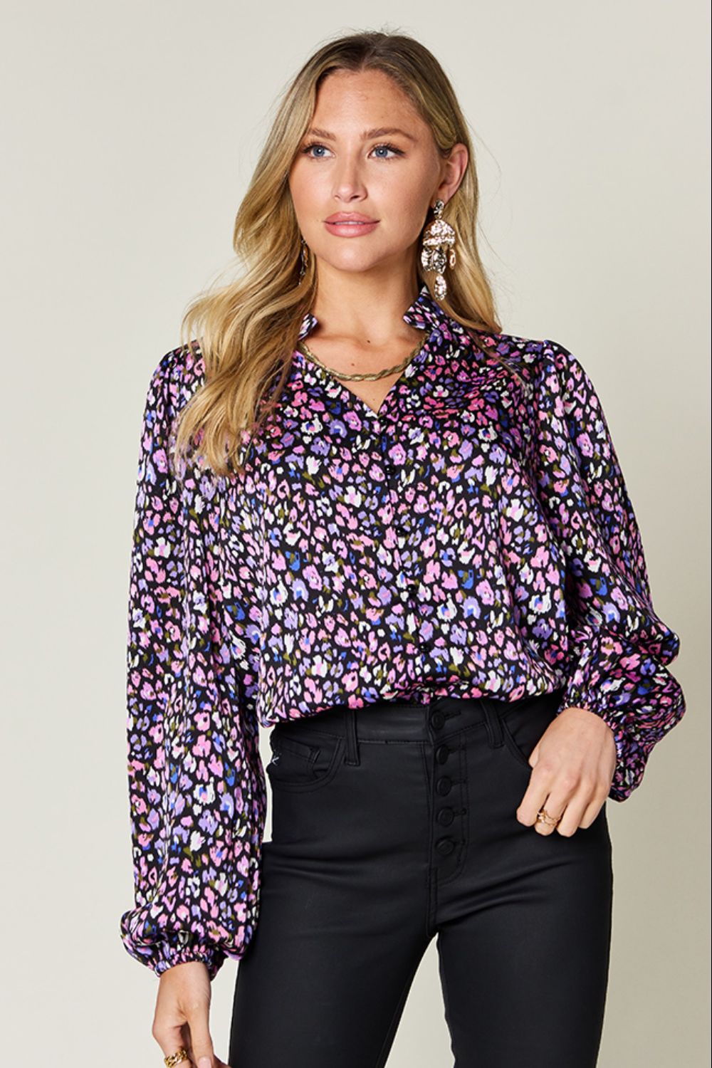 Double Take: Long Sleeve Printed Blouse