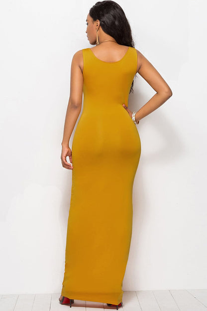 Scoop Neck Wide Strap Maxi Dress.