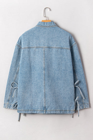 Dear-Lover Dropshipping Beau Blue Patchwork Pockets Side Tie