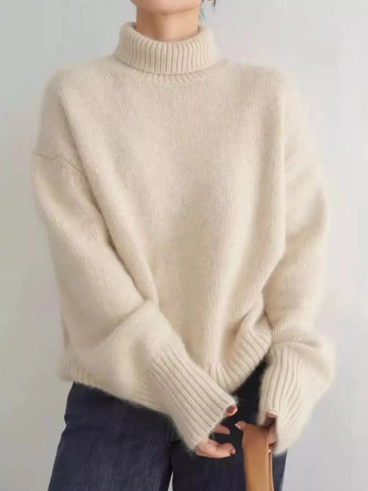 Turtleneck Dropped Shoulder Sweater Simply Love