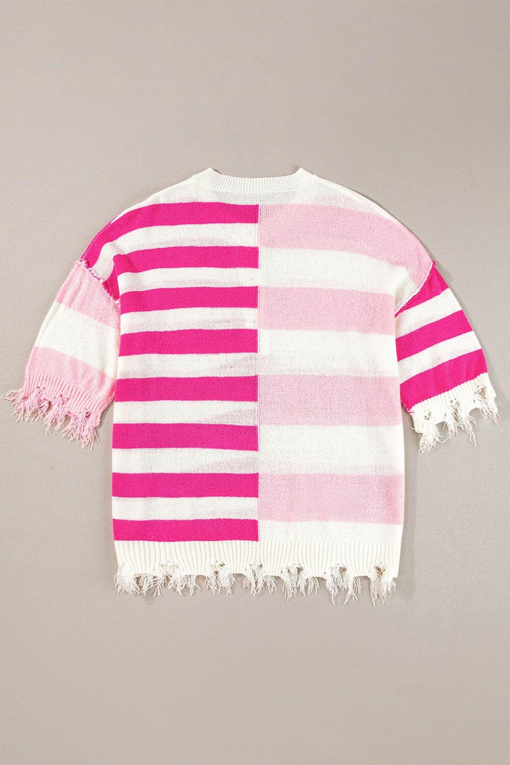 Striped Round Neck Half Sleeve Knit Top.