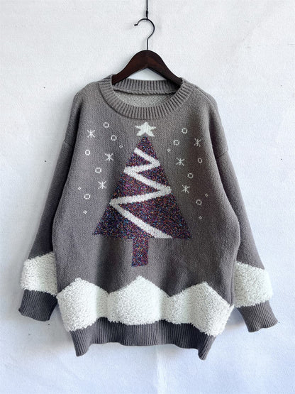 Christmas Tree Graphic Dropped Shoulder Sweater.