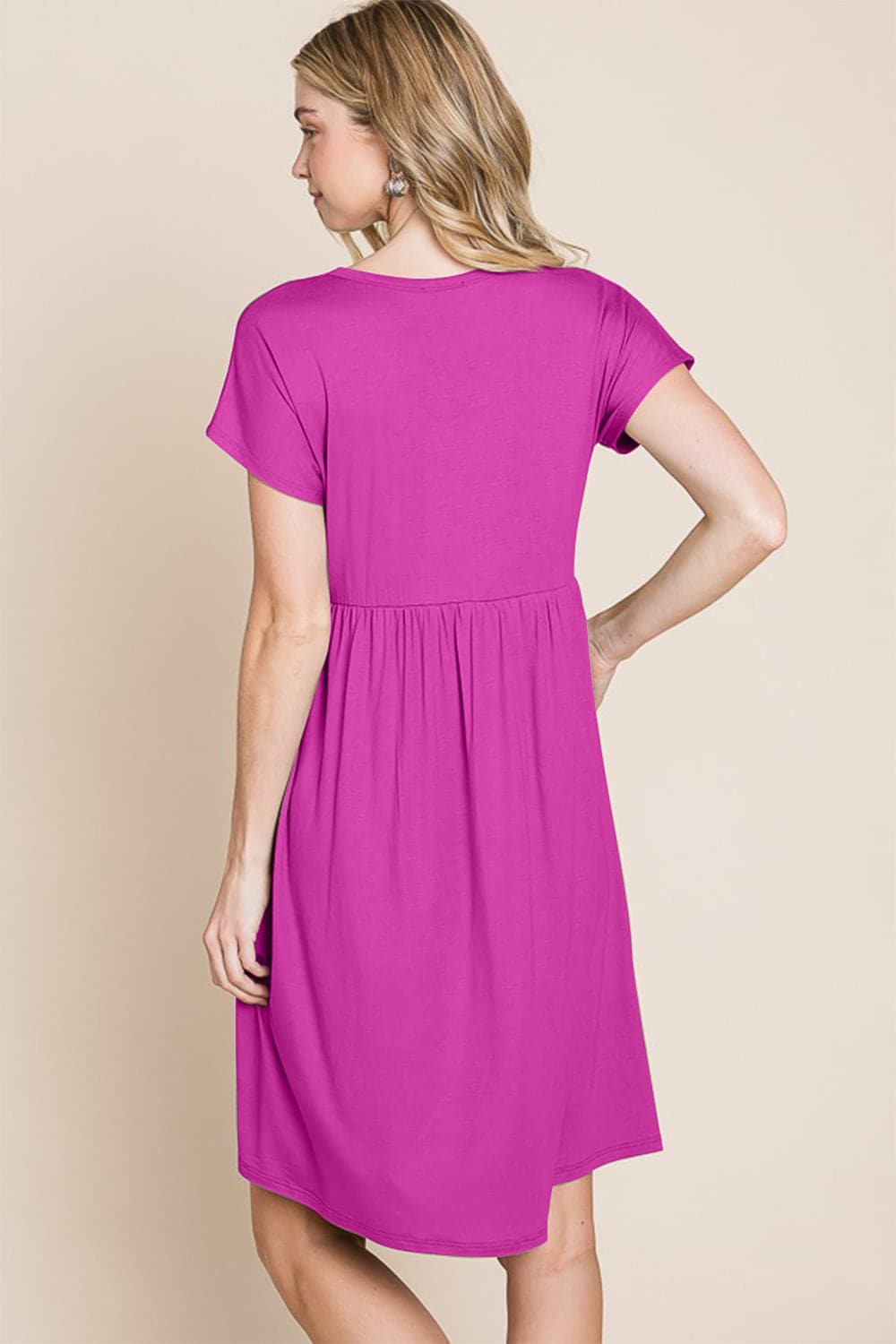 BOMBOM V-Neck Short Sleeve Dress.