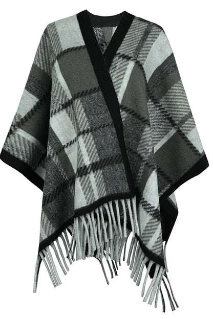 Cloak Sleeve Fringe Detail Poncho.