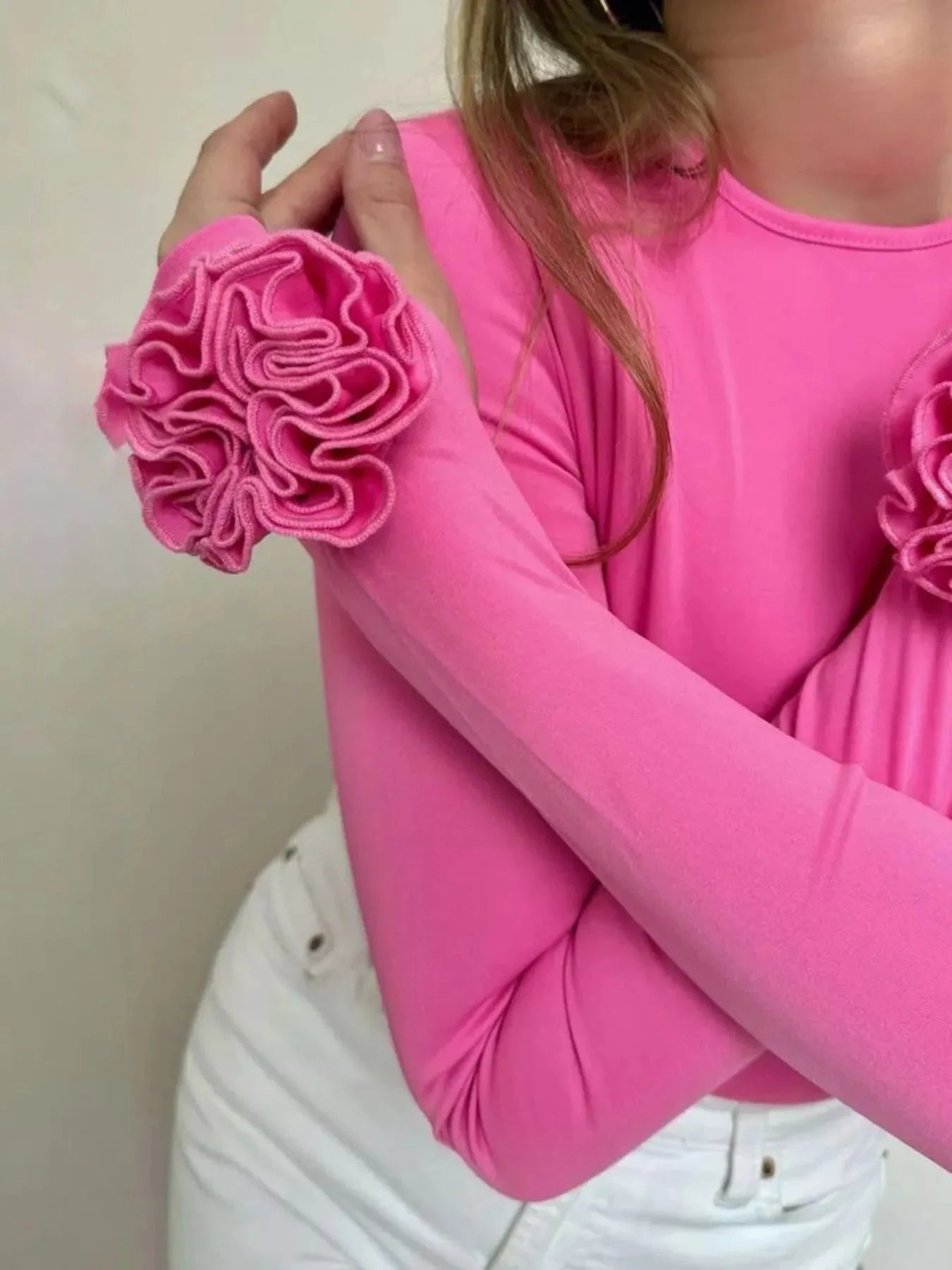 Flower Round Neck Long Sleeve T-Shirt Coco’s Tee Boutique