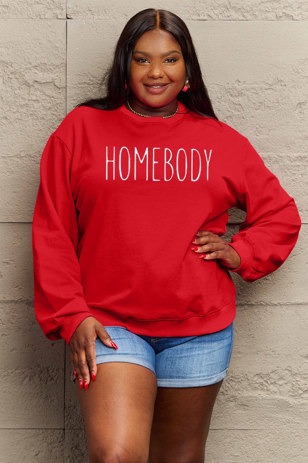 Simply Love Full Size HOMEBODY Graphic Sweatshirt.