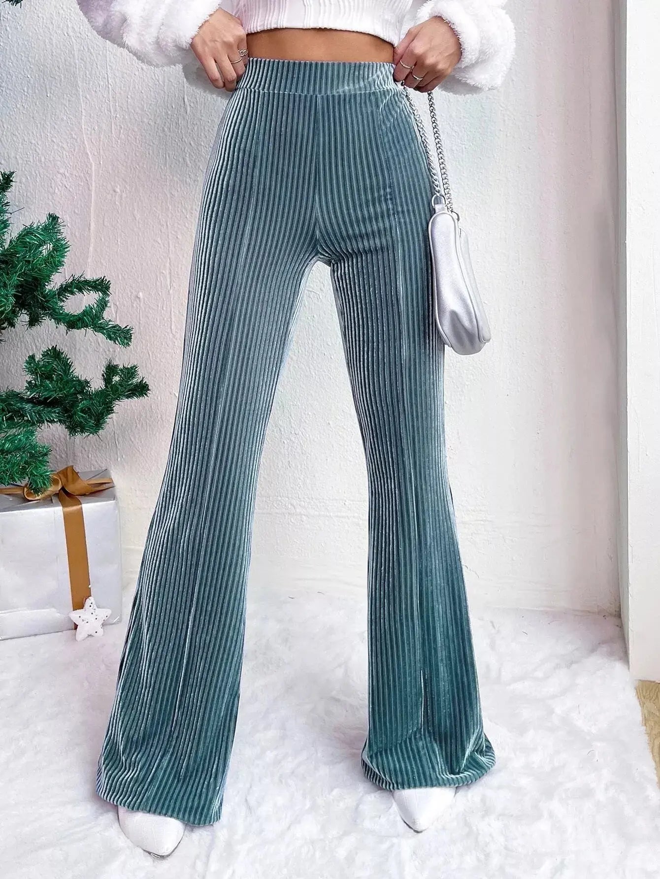Corduroy High Waist Flare Pants Simply Love