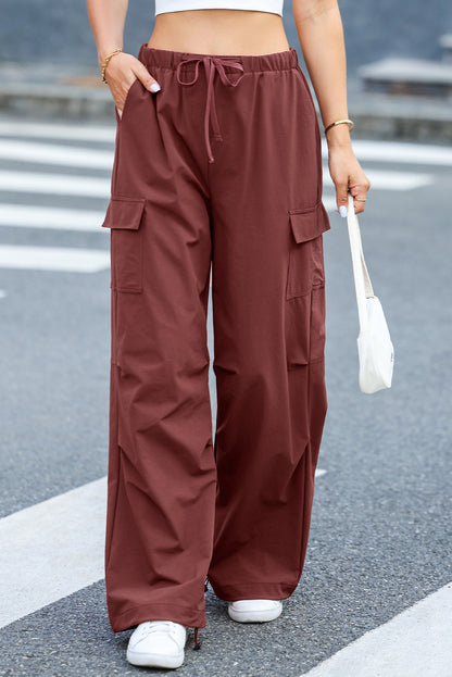 Chic red wide-leg cargo pants