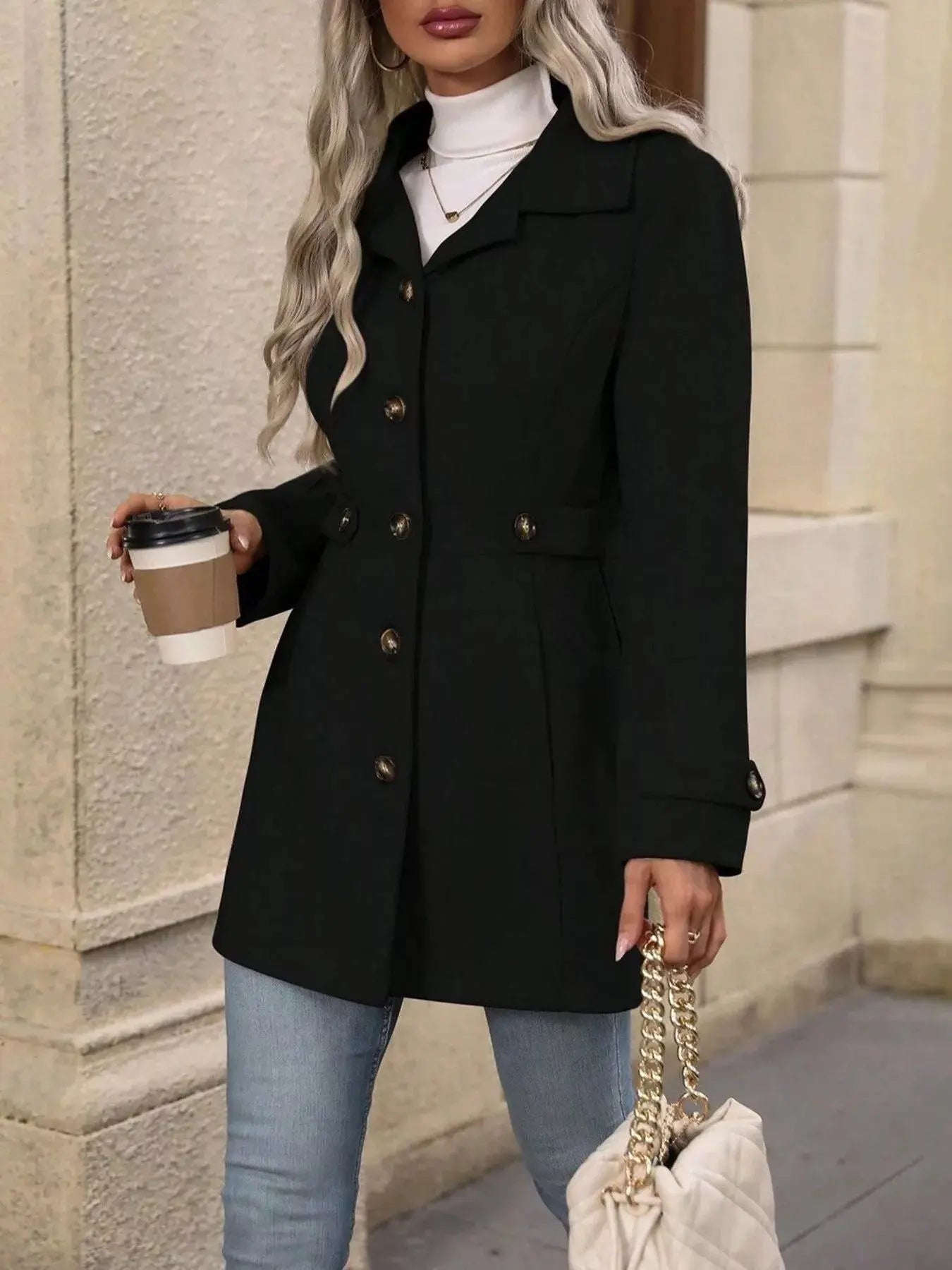 Button Up Long Sleeve Coat Simply Love