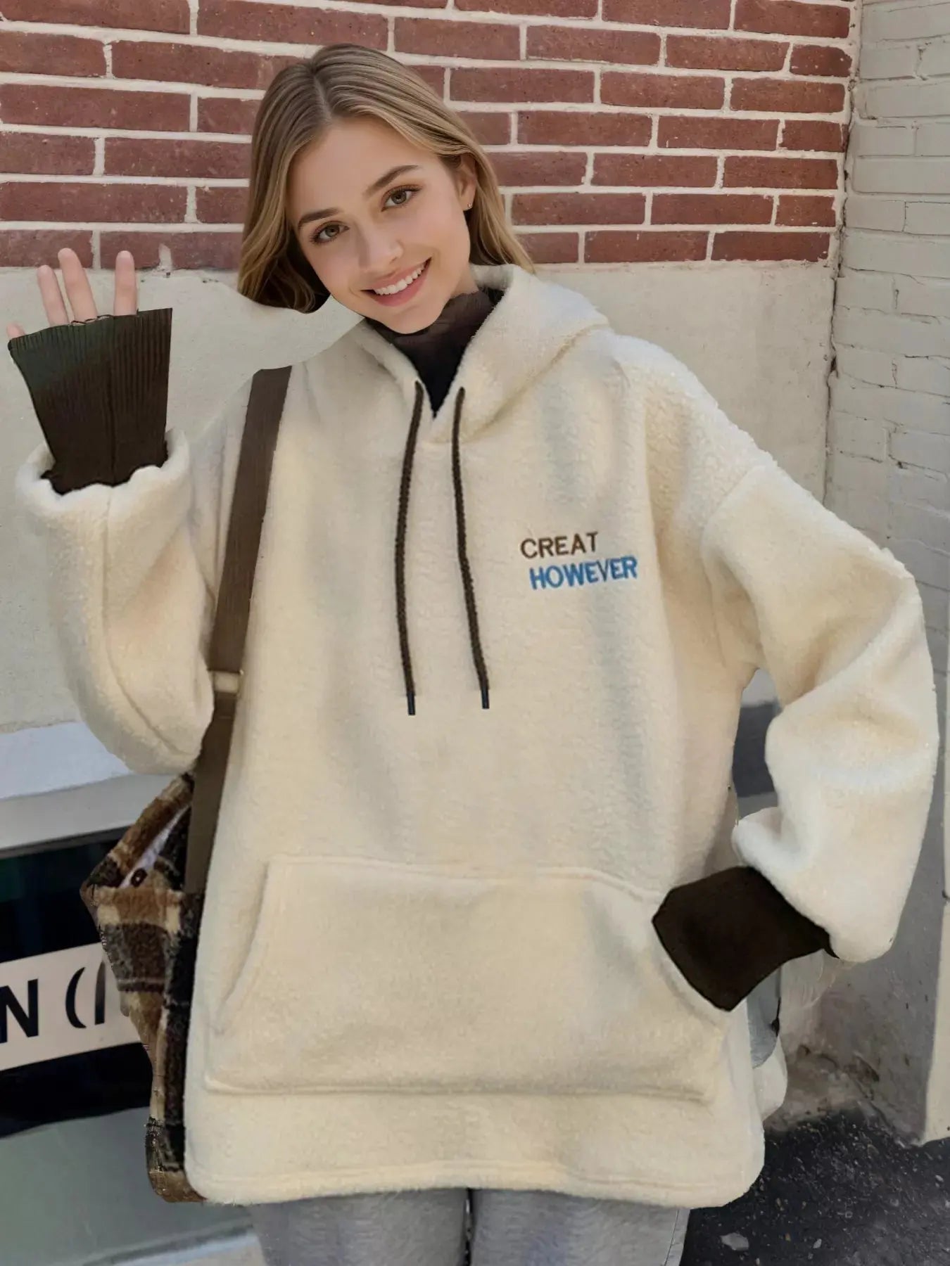 Drawstring Sherpa Kangaroo Pocket Hoodie Simply Love