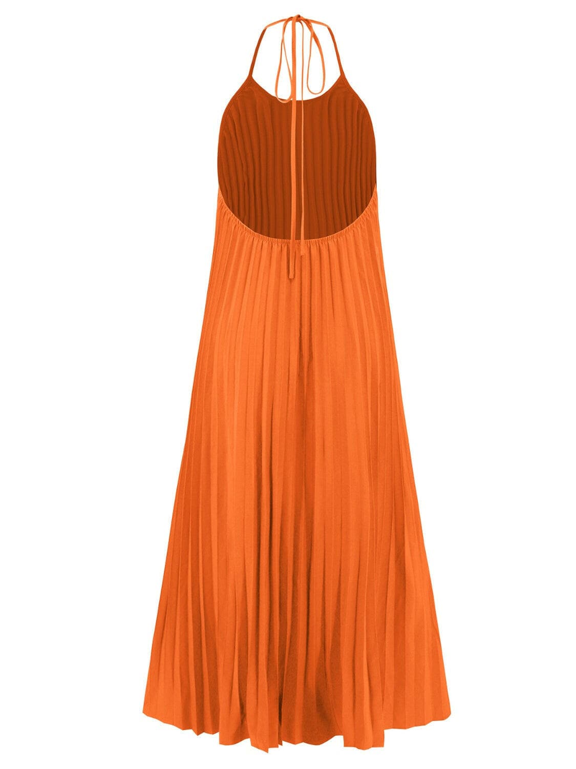 Pleated Halter Neck Sleeveless Dress.