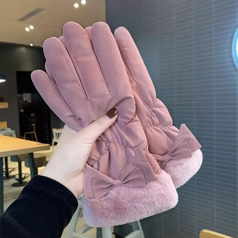 Warm Fleece Lined Bow Gloves Simply Love