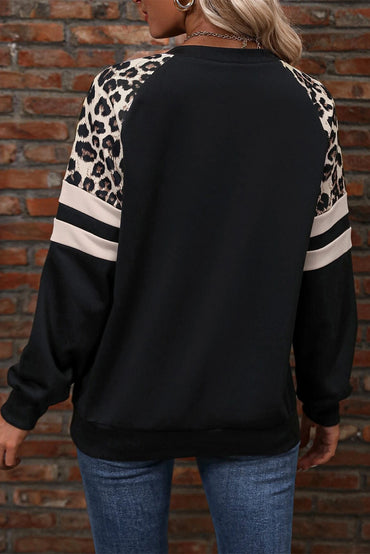 Chic leopard print colorblock sweatshirt