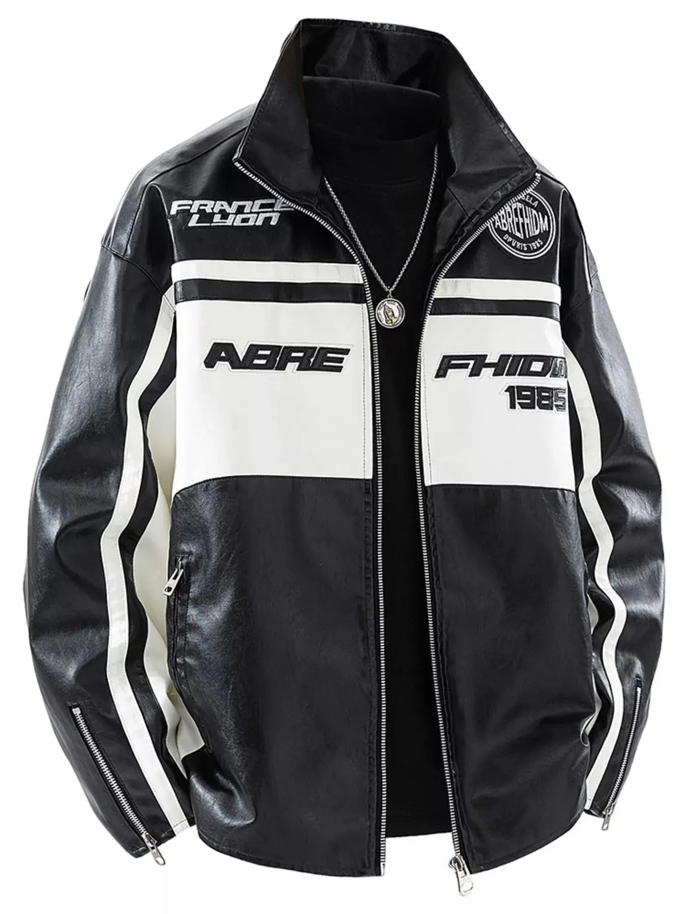 Men's Plus Size Zip Up Long Sleeve Leather Jacket Simply Love