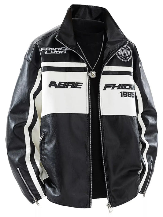 Men's Plus Size Zip Up Long Sleeve Leather Jacket Simply Love
