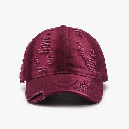 Distressed Adjustable Cotton Baseball Cap.