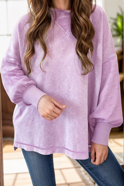 Round Neck Dropped Shoulder Sweatshirt.