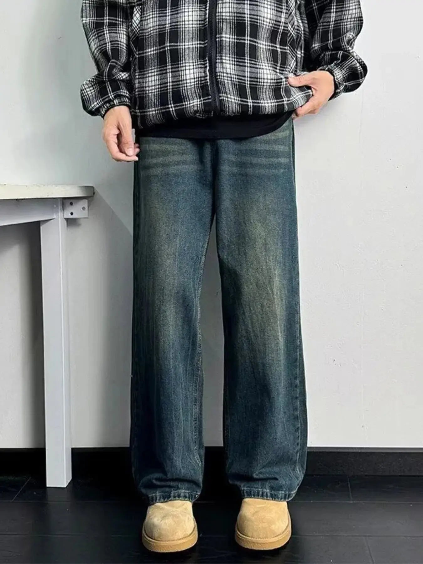 Men's Full Size Wash Wide Leg Jeans Plus Size Simply Love