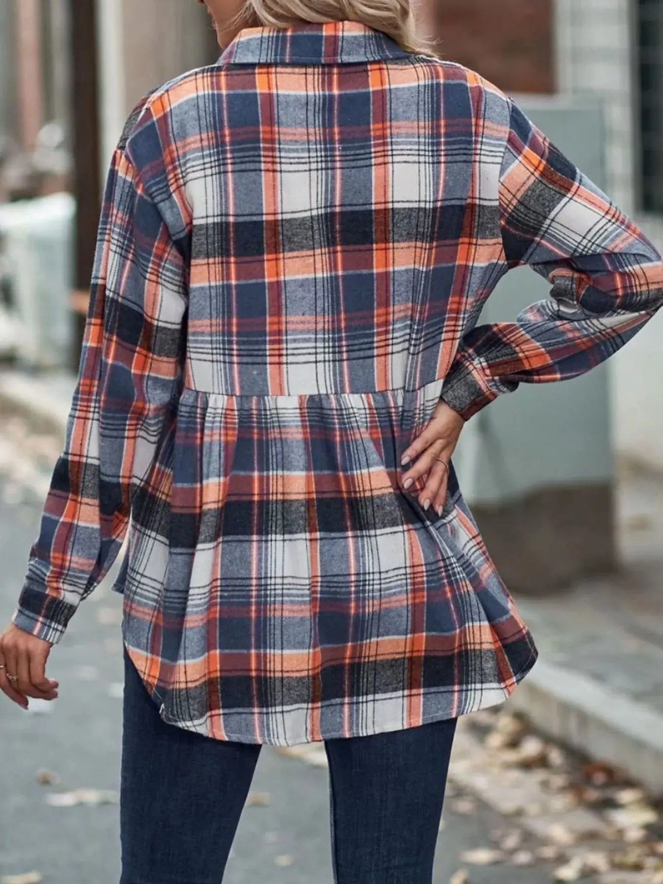 Plaid Button-Down Long Sleeve Shirt Simply Love