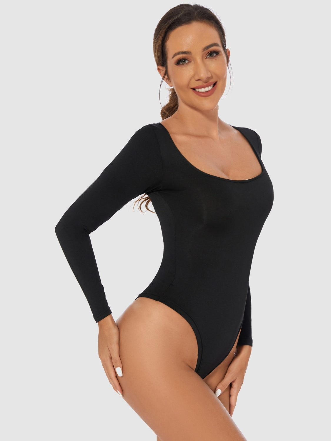 Full Size Scoop Neck Long Sleeve Bodysuit.