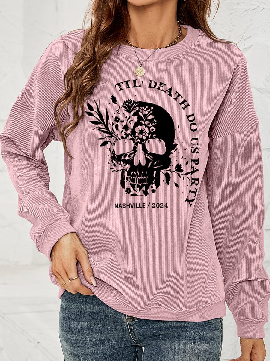 Skull print oversized sweatshirt with dropped shoulders