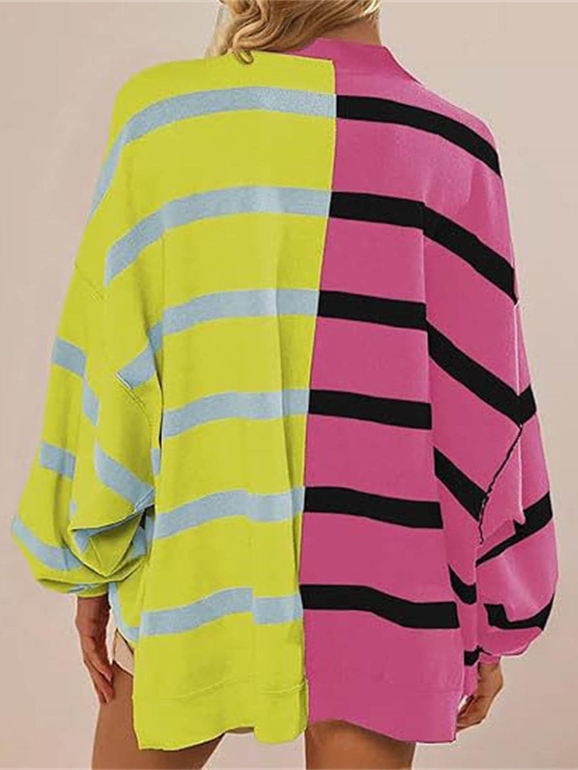 Striped Round Neck Long Sleeve Sweater.