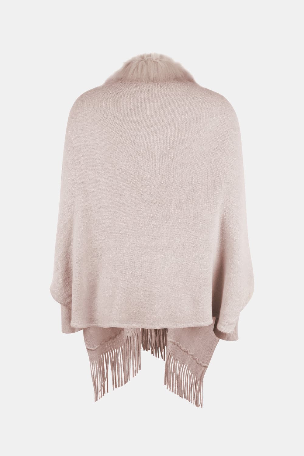 Fringe Open Front Long Sleeve Poncho.