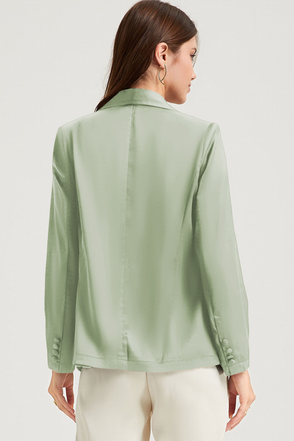 Chic green lapel blazer with single button and pockets