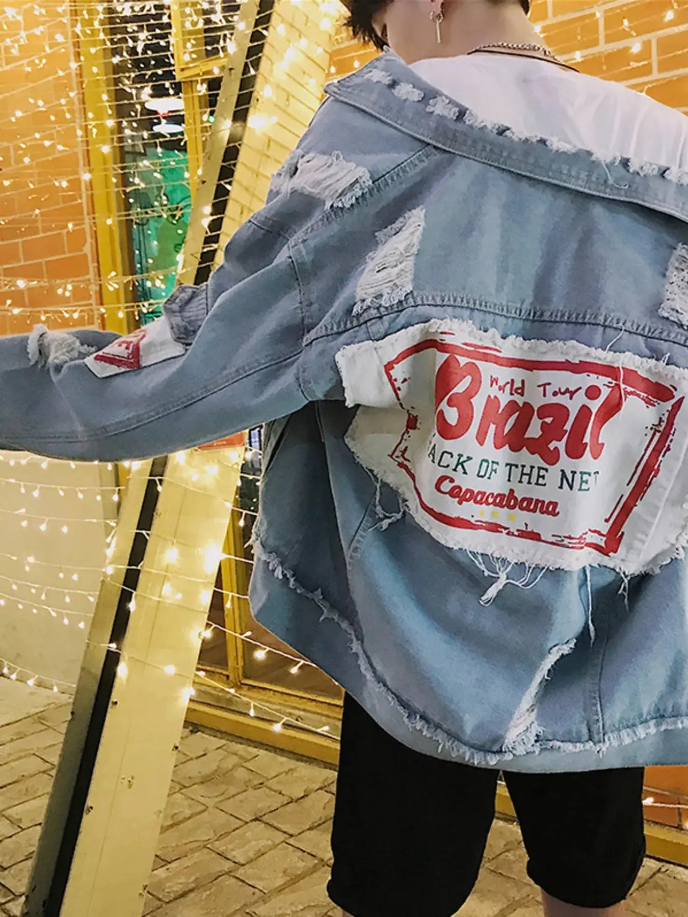 Men's Distressed Button Up Denim Jacket Simply Love